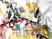 Mixed Media Skizze mit Collageelementen