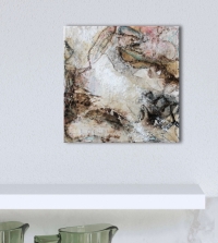 Raumansicht des Werks 'Das Erwachen II', eine Mixed Media Collage