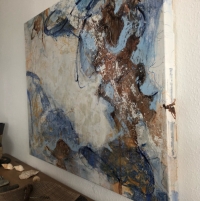 Seitenansicht des Werks 'Wenn die Erinnerung tanzt', eine Mixed Media Collage