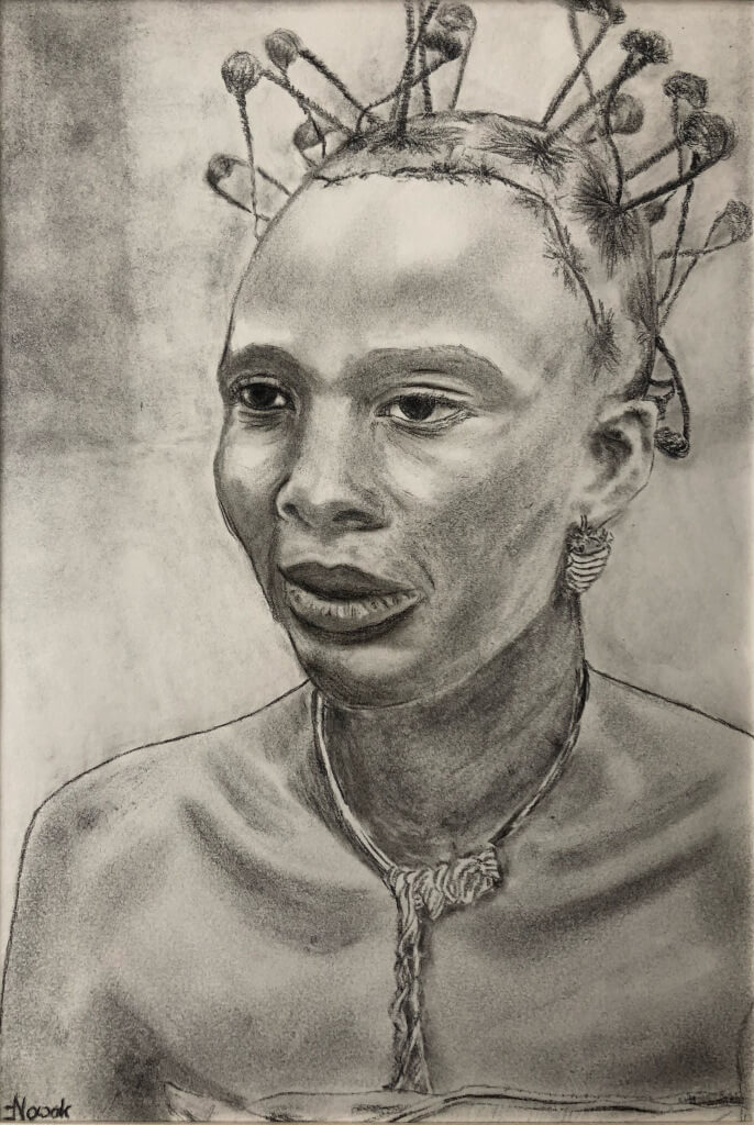 Afrikanerin, Bleistift und Kohle auf Papier, 33,9x 23,5 cm