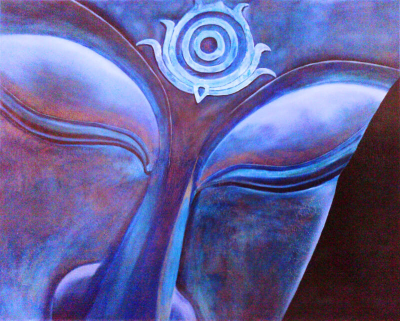 BlauerBuddha, Öl auf Leinwand, 100x80 cm