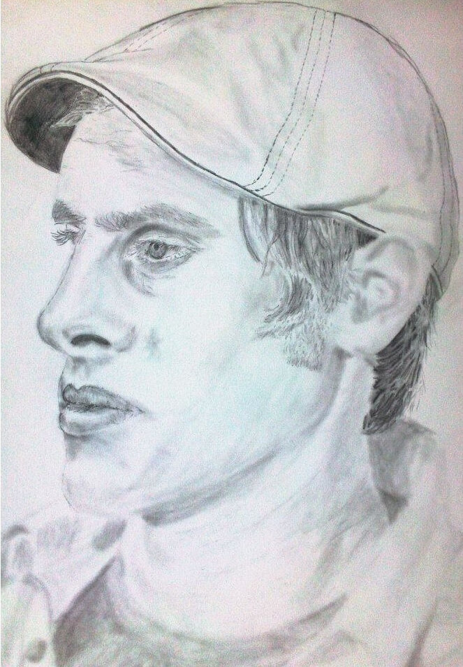 PortraiteinesWinzers, Bleistift auf Papier, 33,9x23,5 cm