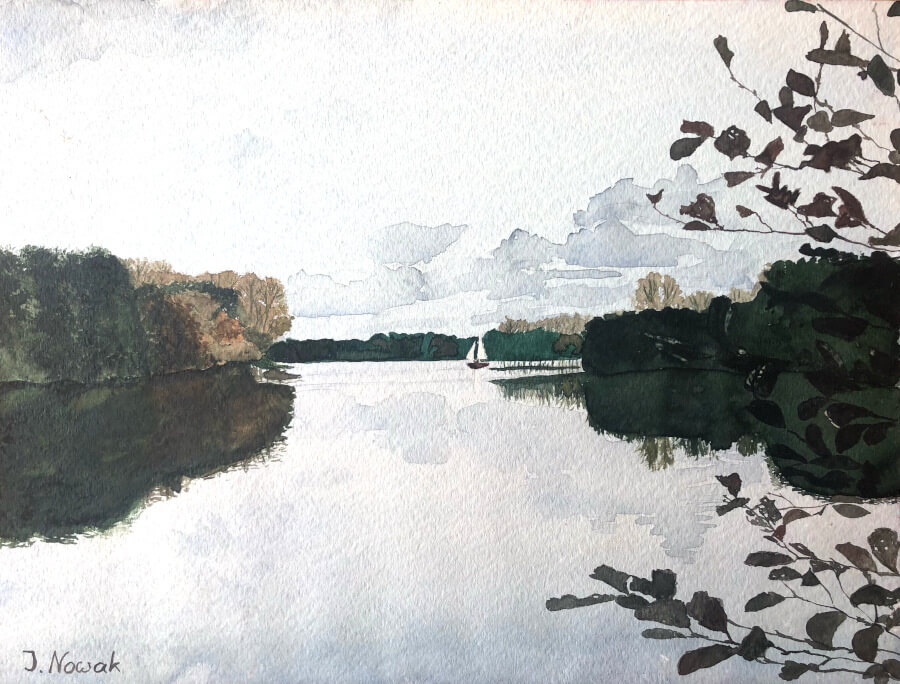 Seeblick, Aquarell auf Papier, 39,9x29,5 cm