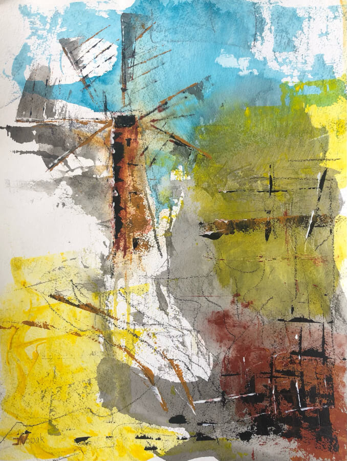 SpaziergangimSommer, Acryl auf Papier, 56x42 cm