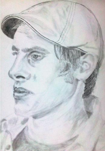 PortraiteinesWinzers, Bleistift auf Papier, 33,9x23,5 cm